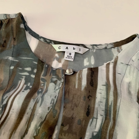 CAbi #651 | Semi-Sheer Cap Sleeve Watercolor Tunic Blouse | Size Small - Picture 4 of 4